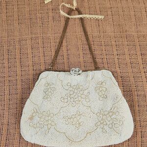 Michael Swiss Cream Beaded Women's Purse Made in France